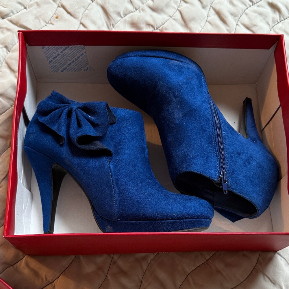 Royal Blue Heeled Boots
